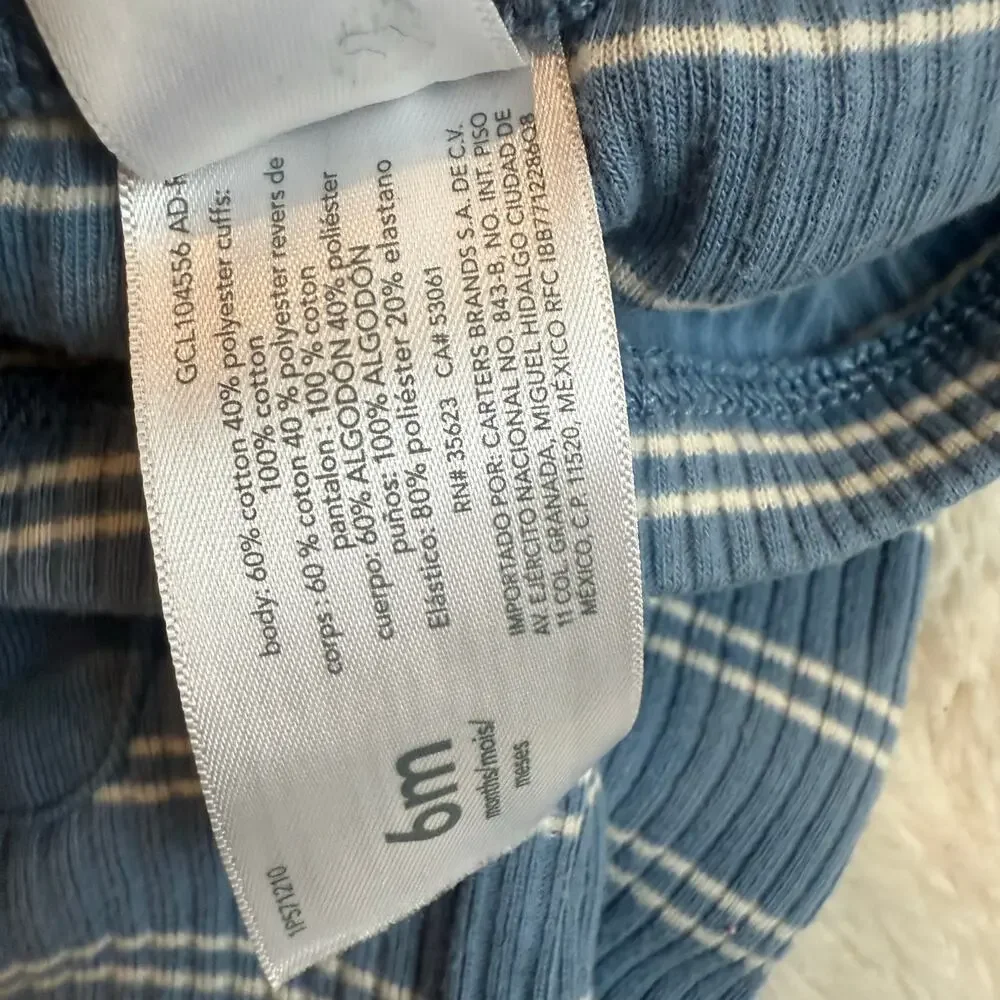 Carter’s Baby Boy 6 months Outfit Pants Bodysuit Blue Stripe Ribbed